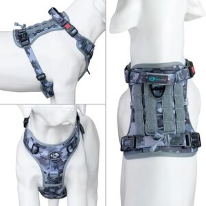 Phoepet No Pull Tactical Dog Harness with Handle Desert Gray Size Large